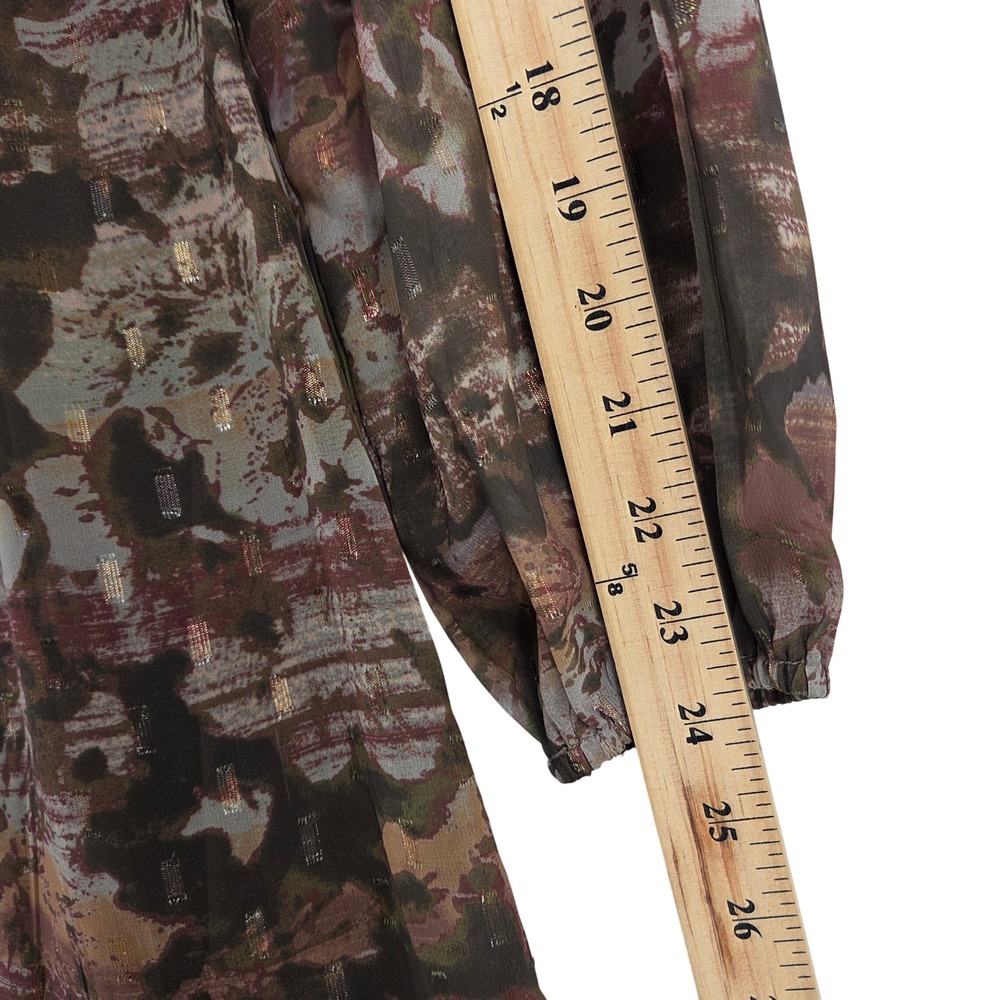 12th Tribe Raindance Long Sleeve Maxi Dress S Brown Floral Abstract Boho - Picture 8 of 10